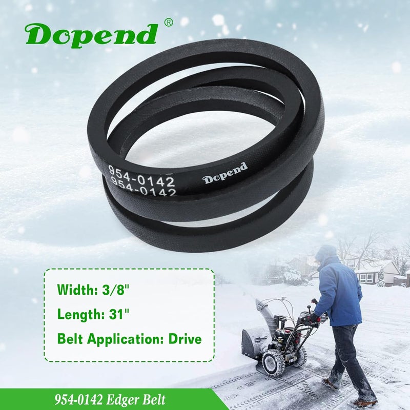 Dopend 954-0142 Edger Belt 3/8'' x 31'' for MTD, Troy Bilt, Craftsman, Murray Snowblower Belts, Replaces MTD 754-0142, 954-0142, 754-0343, 954-0343, Ariens 07209900, 72099 - Image 4